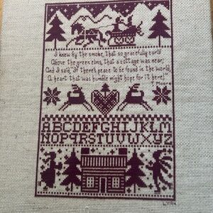 Vintage Finished Framed Cross Stitch I KNEW BY THE SMOKE THOMAS MOORE